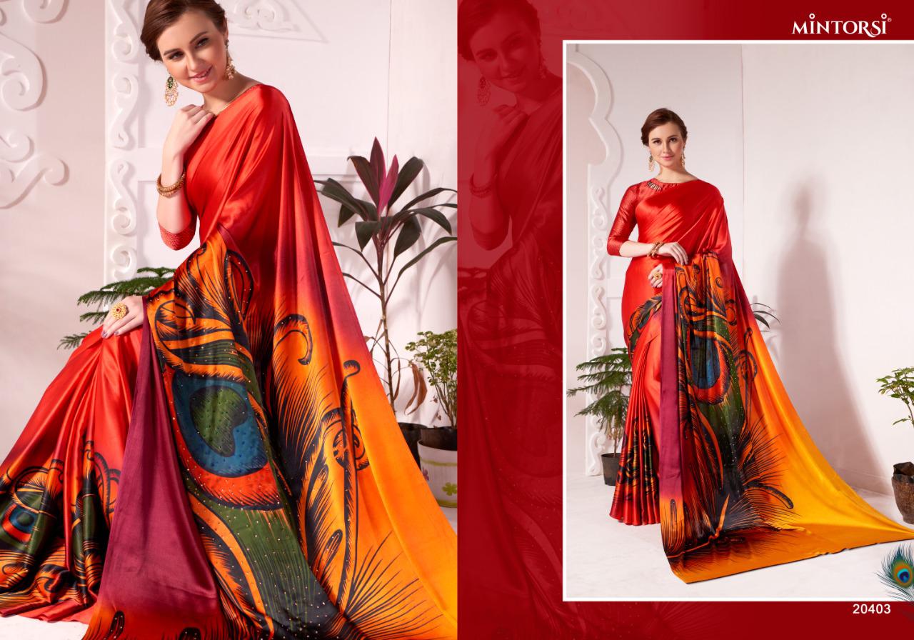 New Designer More Pankh Silk Print Sarees Collection 20401-20408 Varsiddhi Wholesale Sarees Catalog